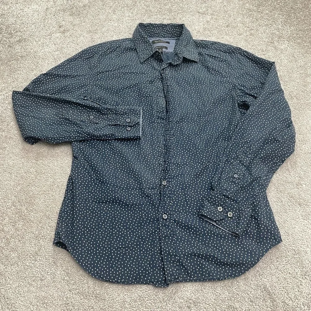 Banana Republic Custom Wash Shirt Mens Medium Blue Grant Fit Printed Cotton Top